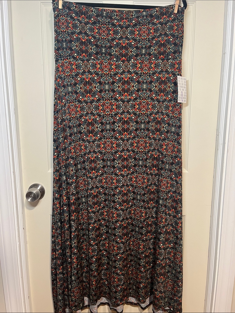 LuLaRoe Geometric Maxi Skirt in Black and Rust